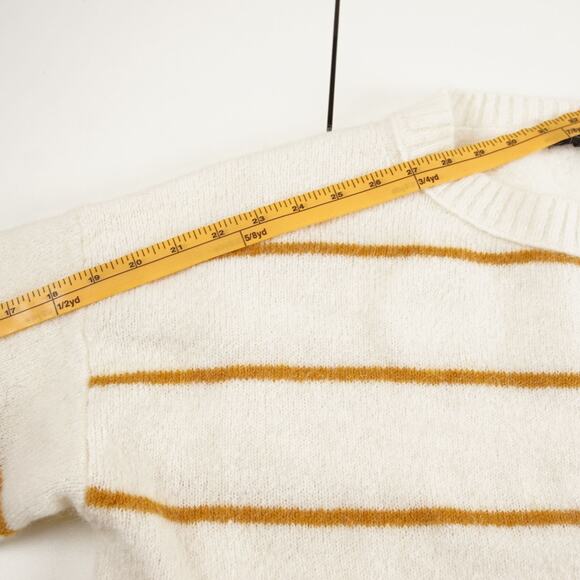 J Crew Alpaca Striped Orange Ivory Cream Crewneck Sweater Womens Sz S - Picture 4 of 11